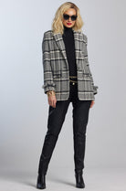 PAULA RYAN Curve Front Leather Seam Pants - Black - Roma Ponte - Paula Ryan