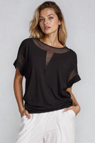 PAULA RYAN Mesh Insert Tee - Ecovero Black - Paula Ryan