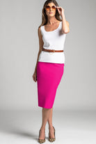 PAULA RYAN ESSENTIALS Regular Stretch Pencil Skirt - Bonded Microjersey - Peony - Paula Ryan