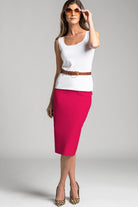 PAULA RYAN Stretch Pencil Skirt Bonded Microjersey - Rose - Paula Ryan