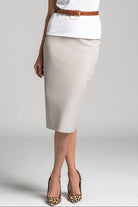 PAULA RYAN Regular Stretch Pencil Skirt Bonded Microjersey - Cool Sand - Paula Ryan