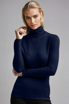PAULA RYAN Slim Fit Polo Neck Top - Merino - Navy - Paula Ryan