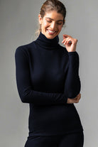 PAULA RYAN ESSENTIALS Easy Fit Long Sleeve Polo Neck Top - Merino - Black or Navy