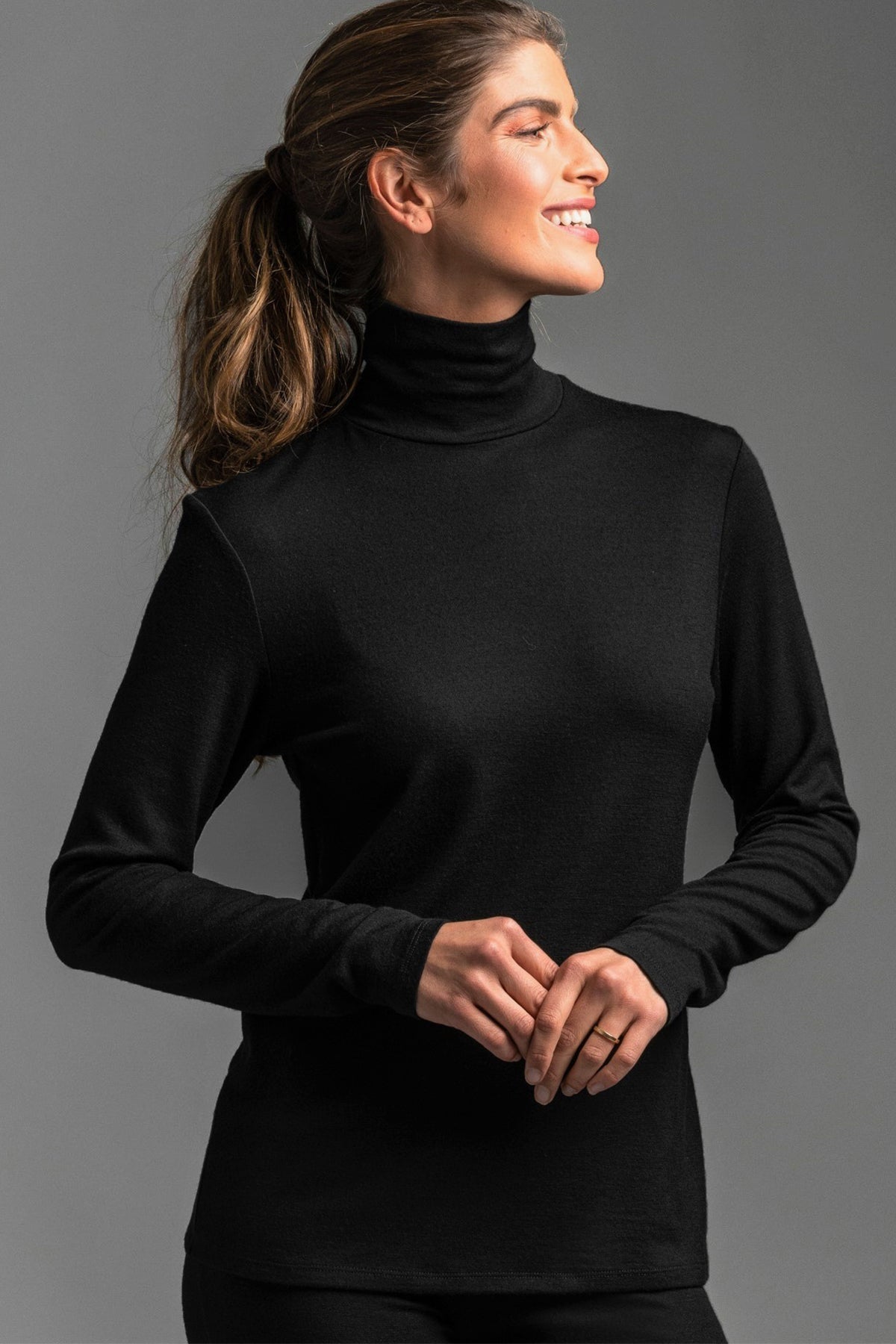 PAULA RYAN ESSENTIALS Slim Fit Long Sleeve Polo Neck Top - Merino - Paula Ryan