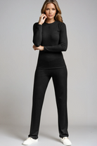 PAULA RYAN Straight Leg Lounge Pant - Merino Black - Paula Ryan