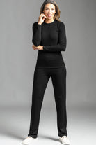 PAULA RYAN ESSENTIALS Slim Fit Long Sleeve Crew Neck Top - Merino