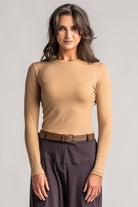 PAULA RYAN Silm Fit Crew Neck Top - Merino Camel - Paula Ryan