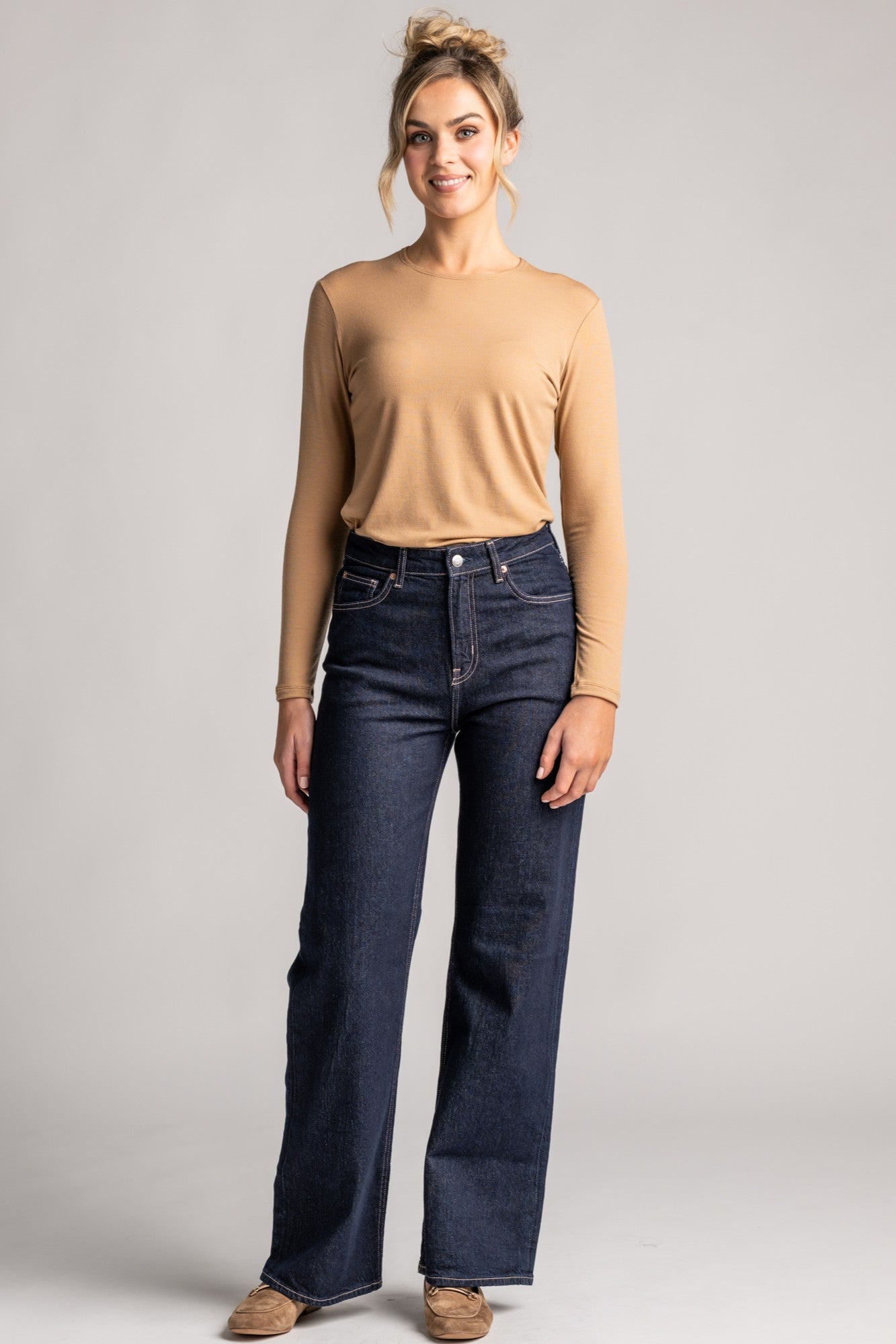 PAULA RYAN Easy Fit Crew Neck Top - Merino Camel - Paula Ryan