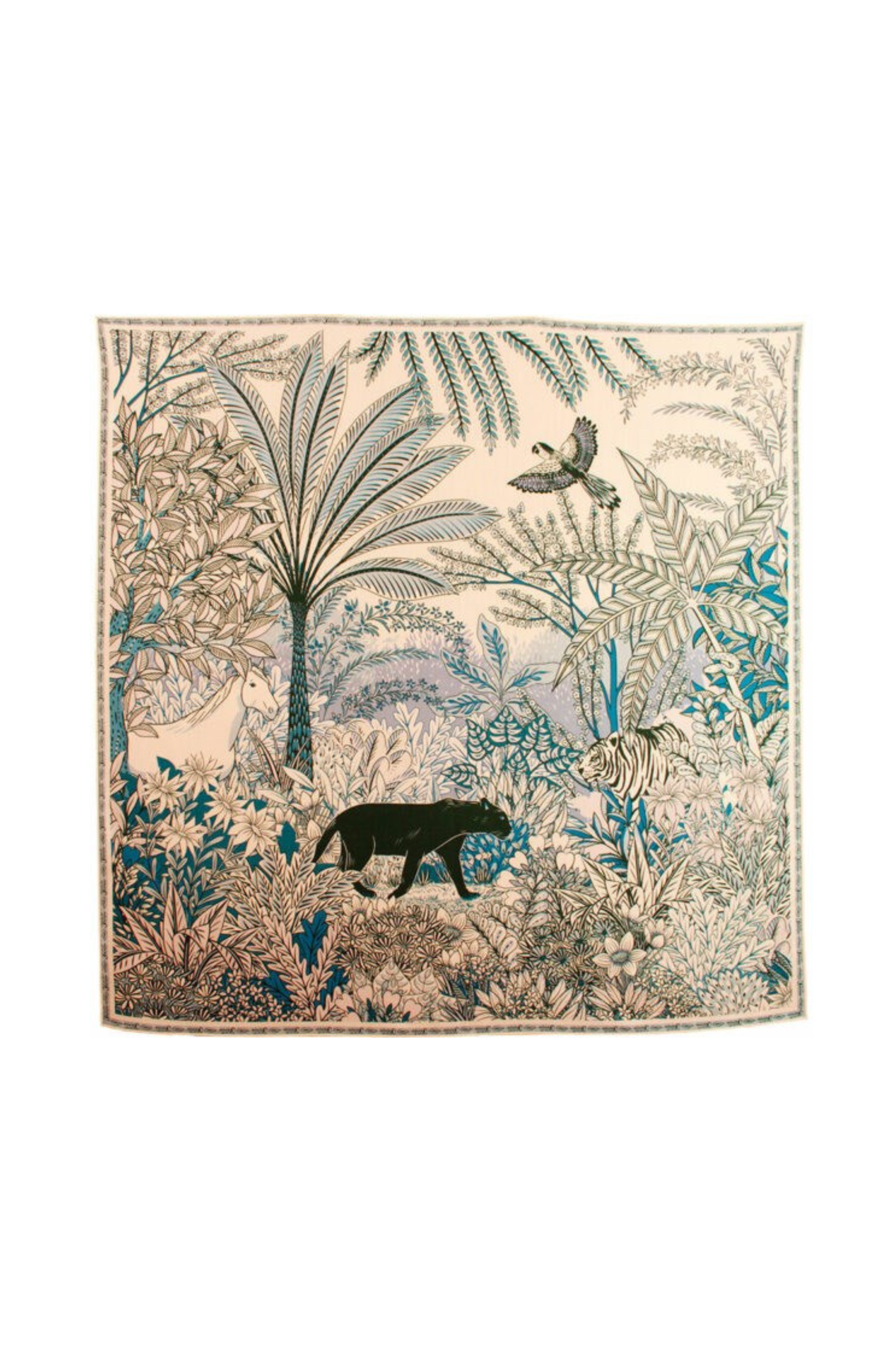 Wool & Silk Scarf Scarf - Elsa Panther Blue Jean - Magpie Style