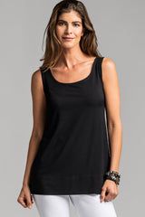 PAULA RYAN Loose Fit Singlet MicroModal Black