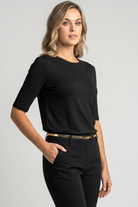PAULA RYAN Easy Fit Half Sleeve Top - Merino Black - Magpie Style
