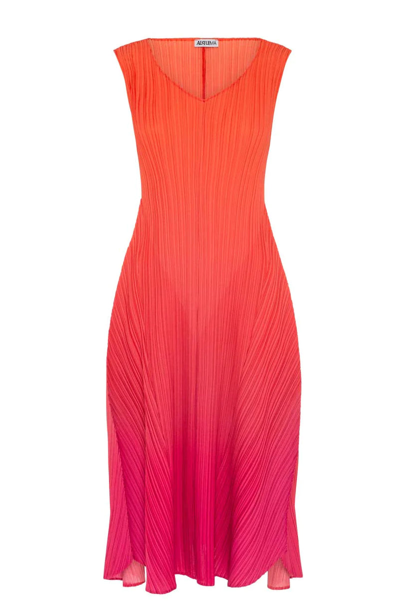 ALQUEMA - Long Estrella Dress Ombre Flame to Beet - Magpie Style