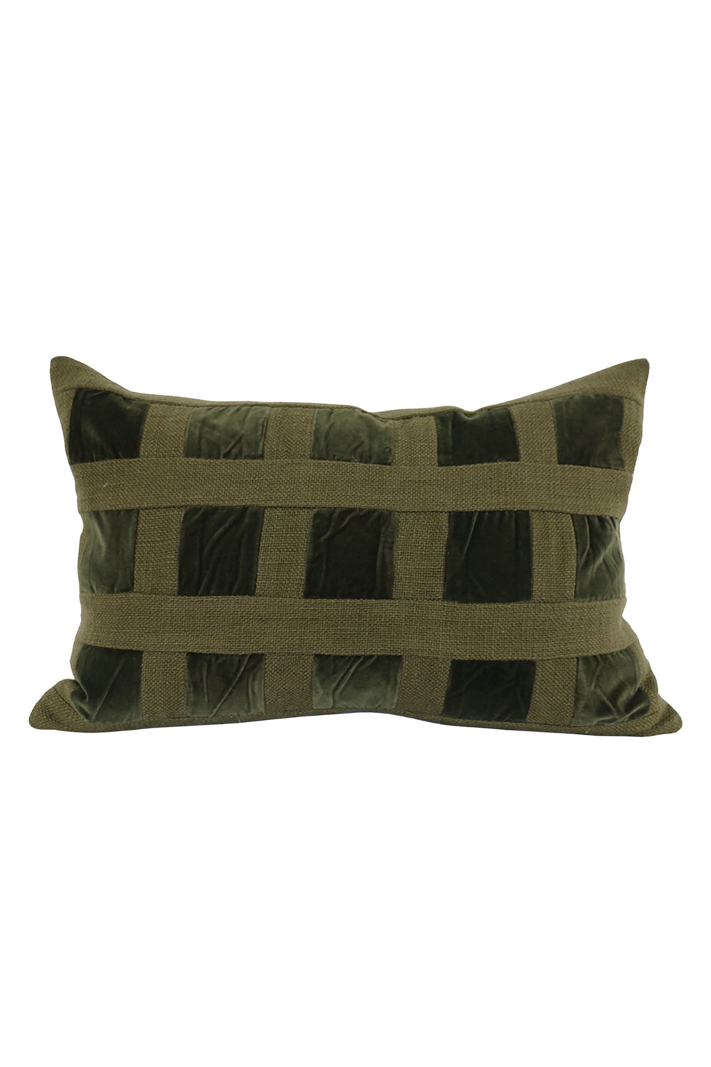 Emerald Velvet Checker Lumbar Cushion
