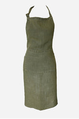 Olive Green French Linen Apron