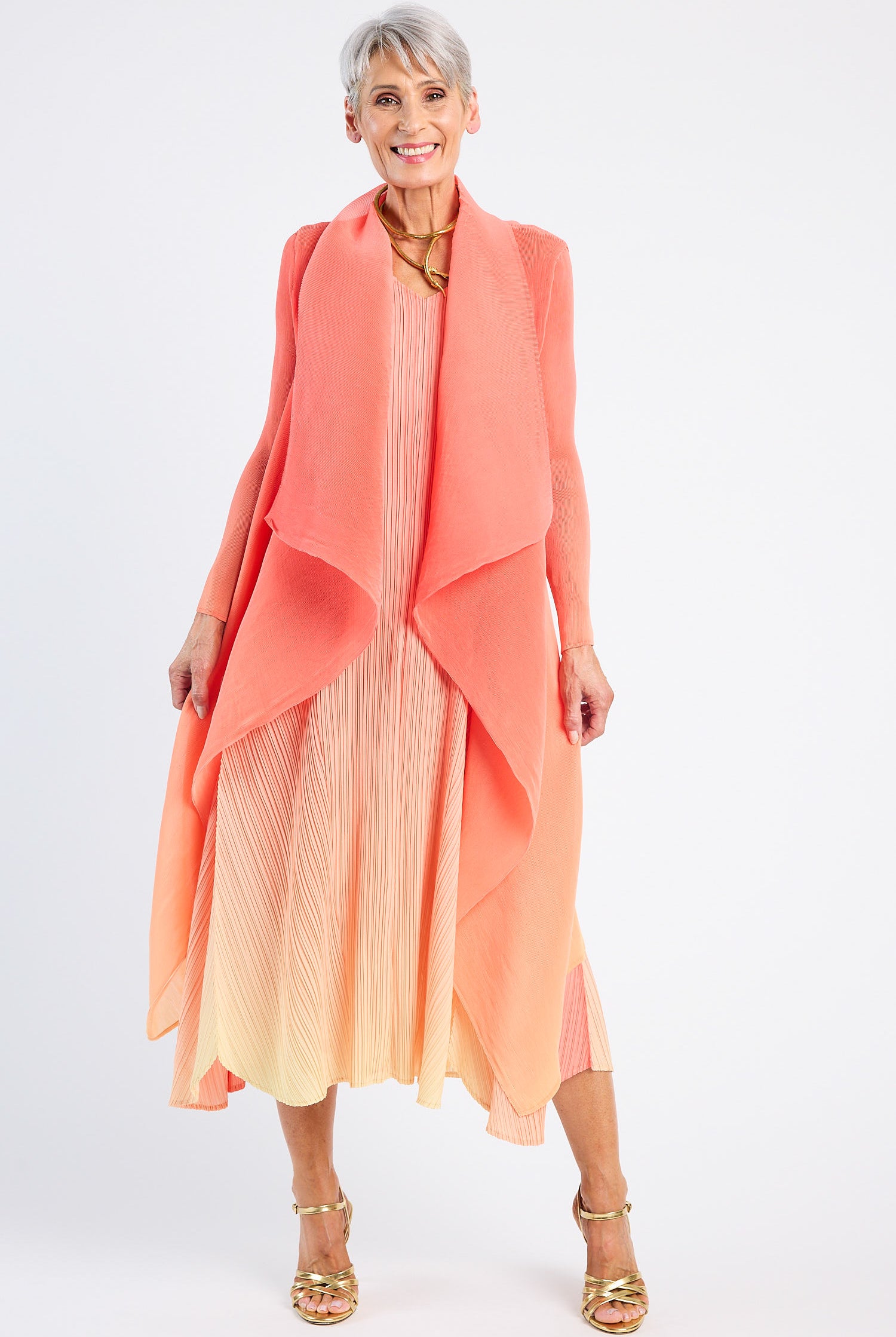 ALQUEMA - Long Estrella Dress Ombre Peach Lemonade - Magpie Style