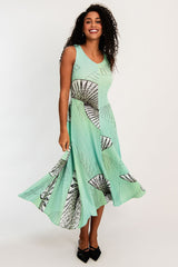 ALQUEMA - Long Estrella Dress - Lime Fan Dance