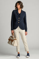 PAULA RYAN Easy Fit Half Sleeve V Neck Top - Navy EcoVero - Paula Ryan