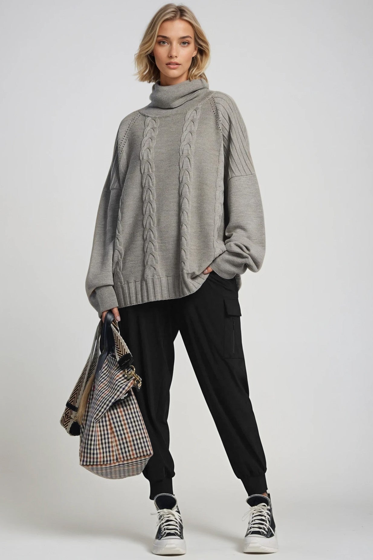 PAULA RYAN (Regular Length) Cuffed Cargo Pant - Black - Paula Ryan