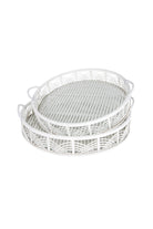 White Round Bamboo Tray with Glass Base - Large - Magpie Style