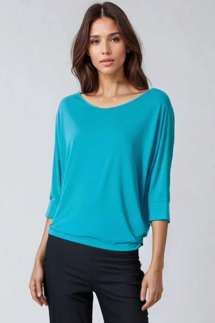 PAULA RYAN Batwing Top Modal Soft - Tahitian Blue - Paula Ryan