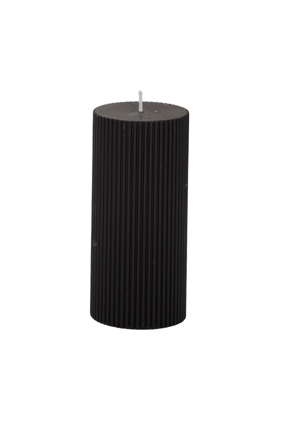 Ribbed Pillar Candle - Black - Magpie Style
