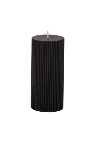Ribbed Pillar Candle - Black