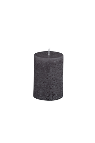 Small Terra Texture Pillar Candle - Charcoal