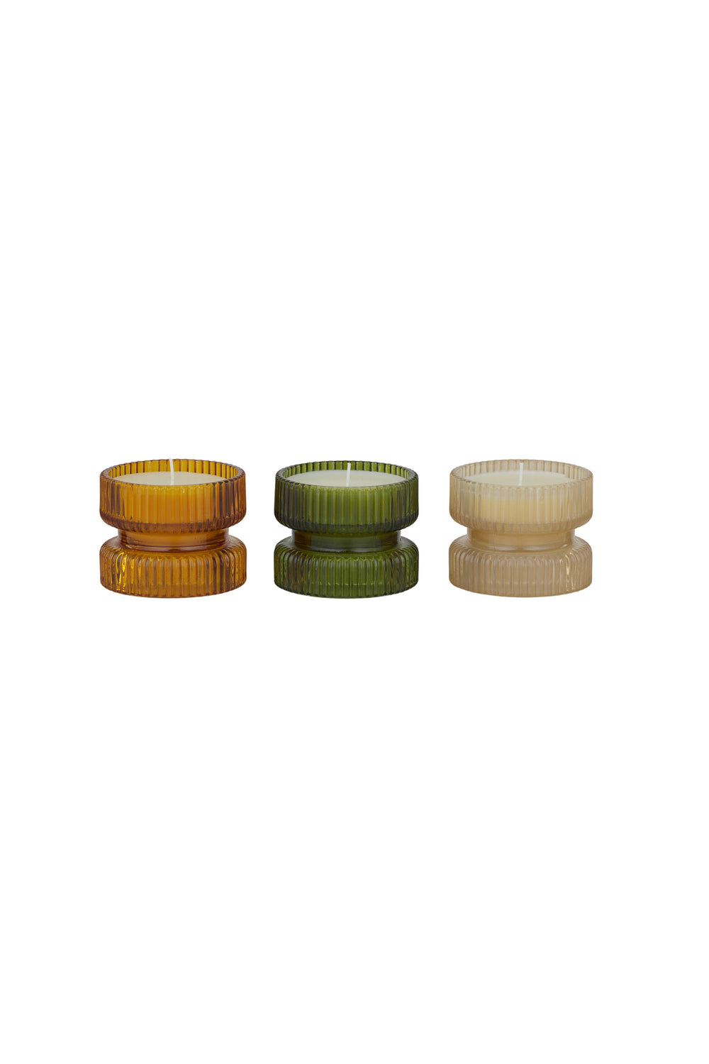 Banda Candle in Ribbed 2 Tier Glass - Pearl