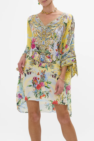 CAMILLA Tie Sleeve Short V Neck Kaftan - Flor Fantastica
