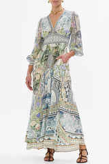 CAMILLA Button Dress with Shaped Waistband - Jardim Party