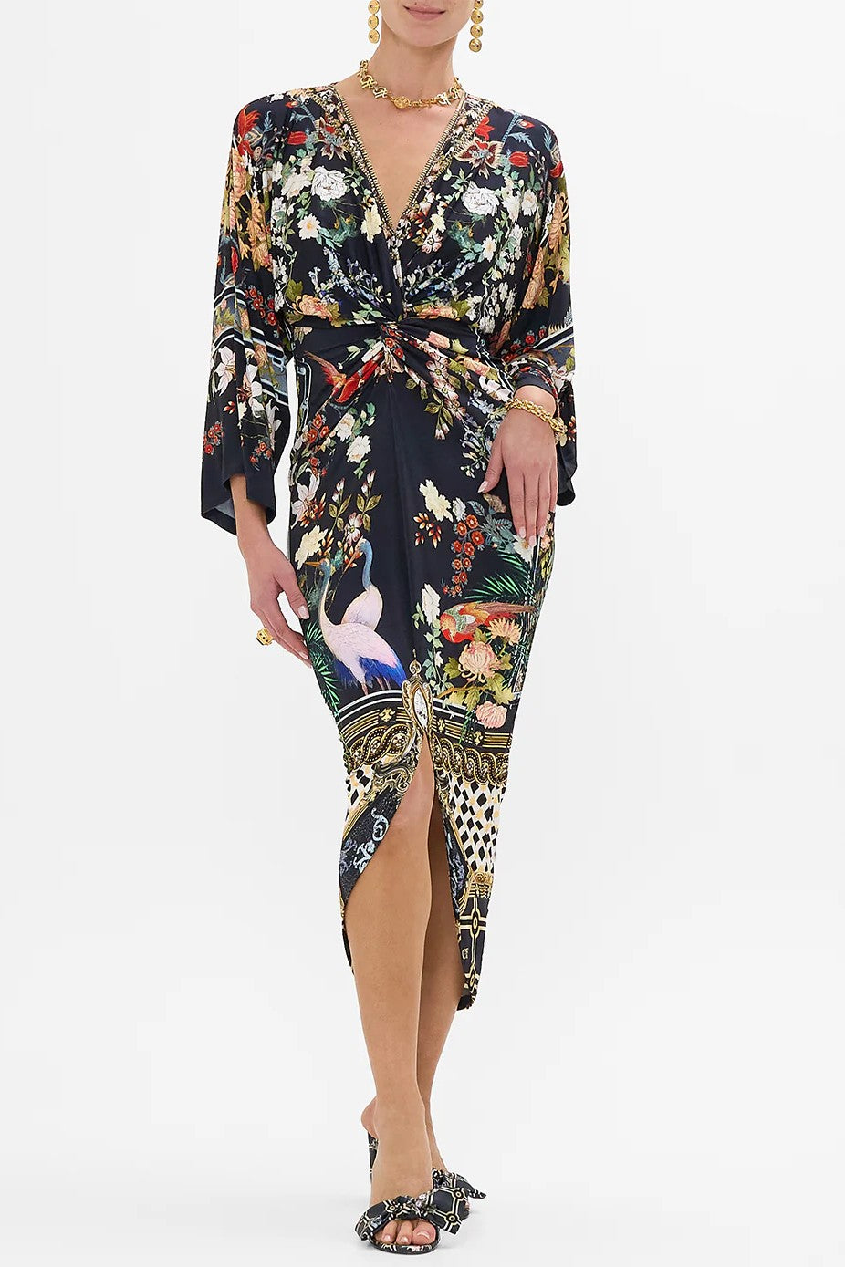 CAMILLA Long Split Front Twist Jersey Dress - Palacio Poetry
