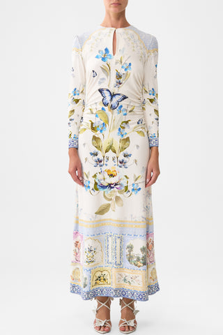 CAMILLA Gathered Jersey Long Dress - Botanical Ballads