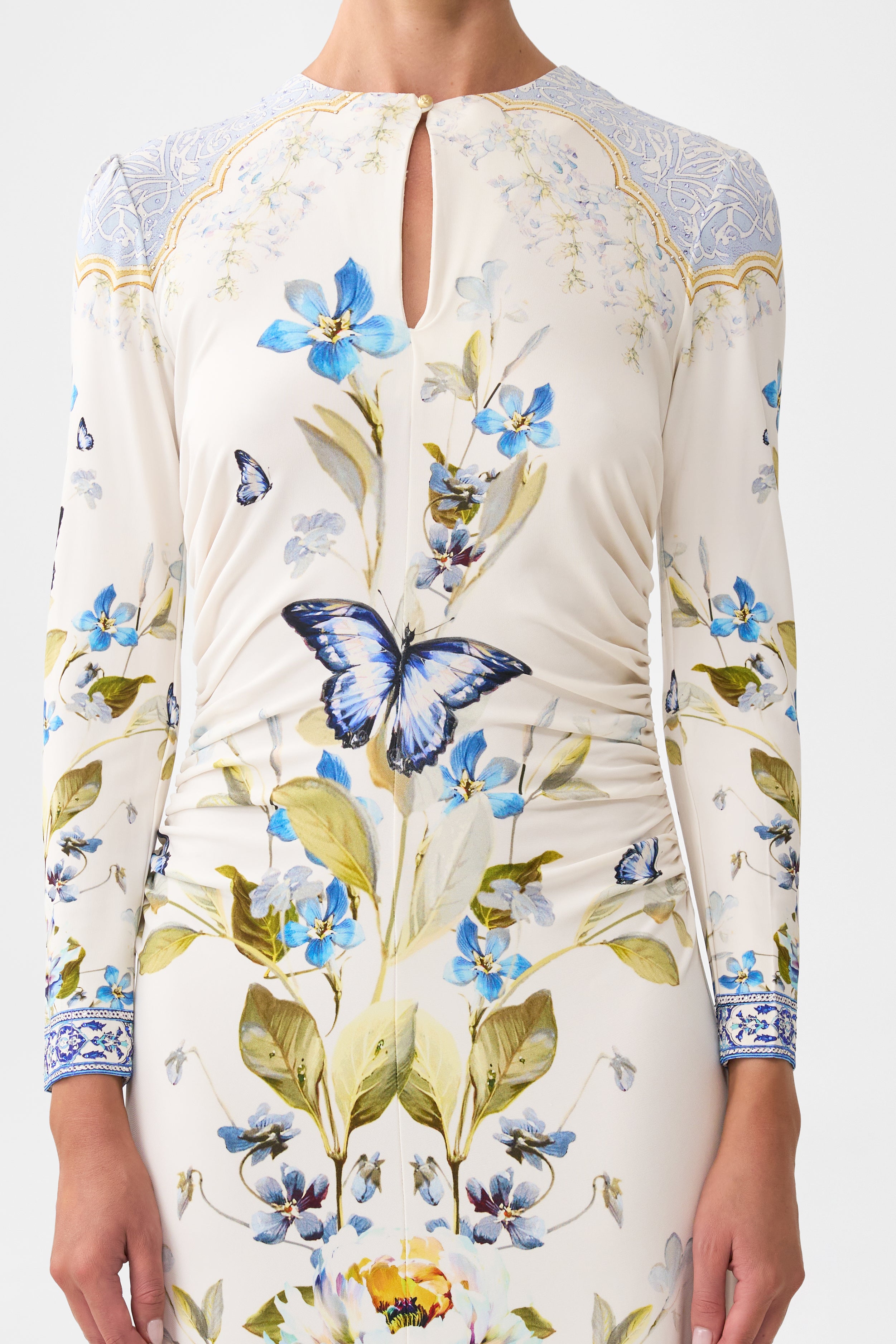 CAMILLA Gathered Jersey Long Dress - Botanical Ballads - Magpie Style