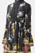 CAMILLA High Neck Short Dress with Ruffle Cuff - Ottoman Elegance - Magpie Style