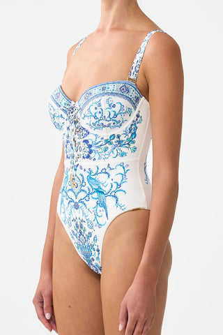 CAMILLA Lace Up Underwire Moulded Cup One Piece - Isnik Lullaby