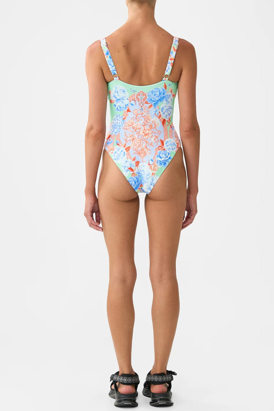 CAMILLA Sweetheart Neck One Piece with Tie Front - Topkapi Pop - Magpie Style