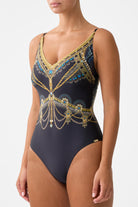 CAMILLA V Neck Underwire One Piece with Back Clip - Song of the Solstice - Magpie Style