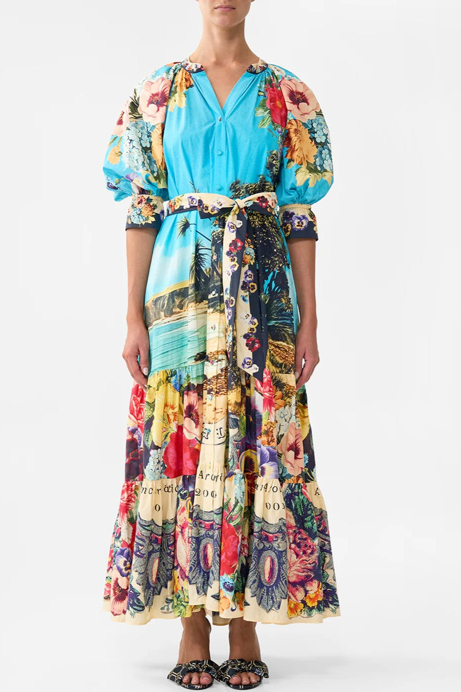CAMILLA Tiered Shirt Dress with Short Sleeve - Bathing Bombshell