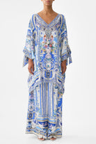 CAMILLA Tie Sleeve Short V Neck Kaftan - Ottoman Opulence - Magpie Style