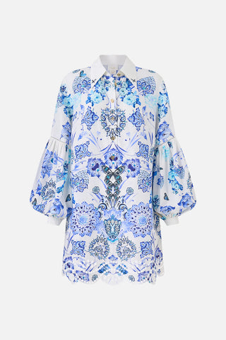 CAMILLA Shirt Dress with Blouson Sleeve - All About That Lace