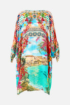 CAMILLA Tie Sleeve Short V Neck Kaftan - Meet Me In Mallorca - Magpie Style