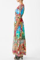 CAMILLA Waisted Dress with Hem Ruffle - Meet Me In Mallorca - Magpie Style