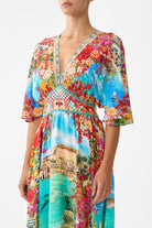 CAMILLA Waisted Dress with Hem Ruffle - Meet Me In Mallorca - Magpie Style