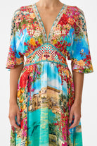 CAMILLA Waisted Dress with Hem Ruffle - Meet Me In Mallorca - Magpie Style