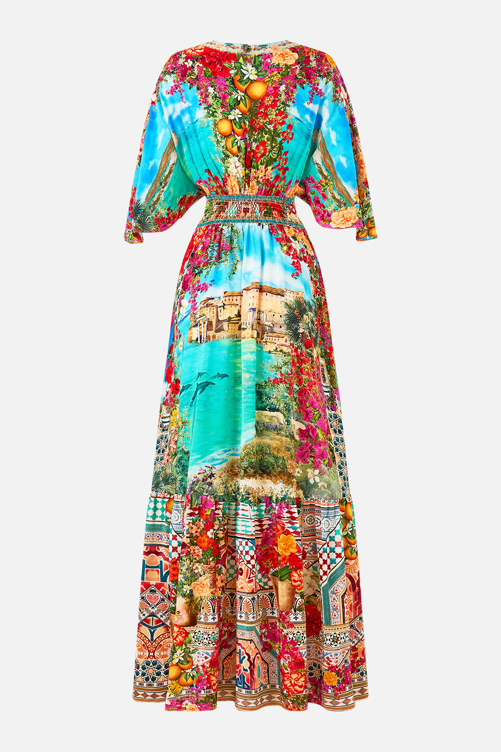 CAMILLA Waisted Dress with Hem Ruffle - Meet Me In Mallorca - Magpie Style