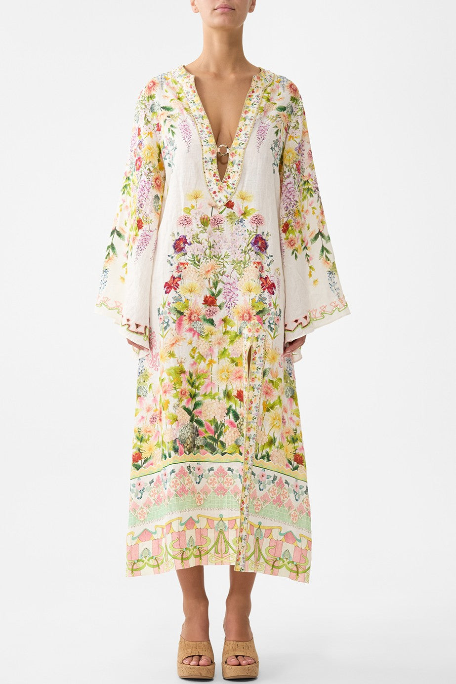 CAMILLA Deep V Neck Hardware Kaftan - The Call of Catalonia - Magpie Style