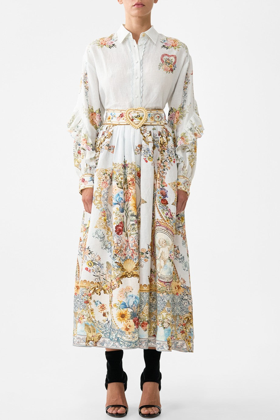 CAMILLA Button Shirt with Frill Detail - Seville Sweetheart - Magpie Style