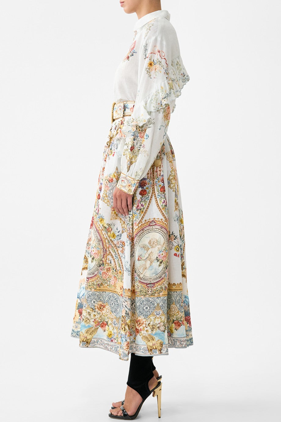 CAMILLA Button Shirt with Frill Detail - Seville Sweetheart - Magpie Style