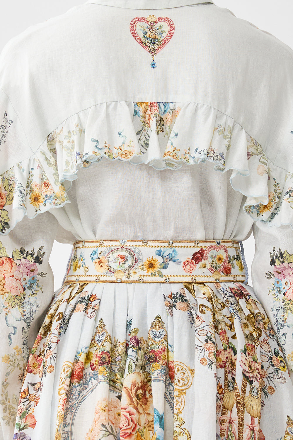 CAMILLA Button Shirt with Frill Detail - Seville Sweetheart - Magpie Style