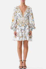 CAMILLA Button Front Frill Dress - Seville Sweetheart